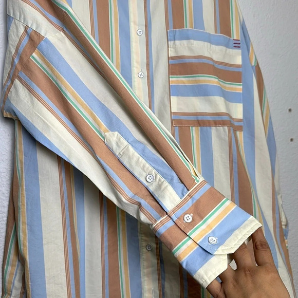 BDG Urban Outfitters Women’s Striped Oversized Button Down Pockets Size Medium - Picture 3 of 9